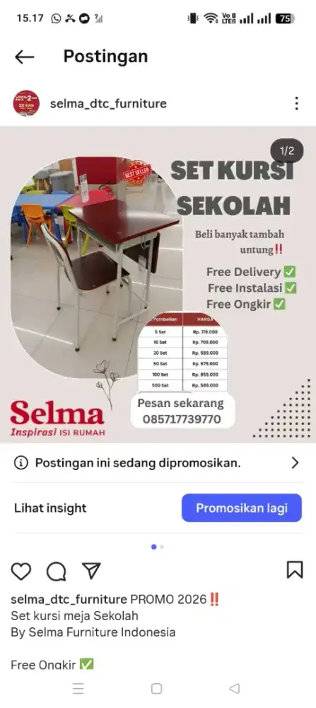 Set kursi meja sekolah
