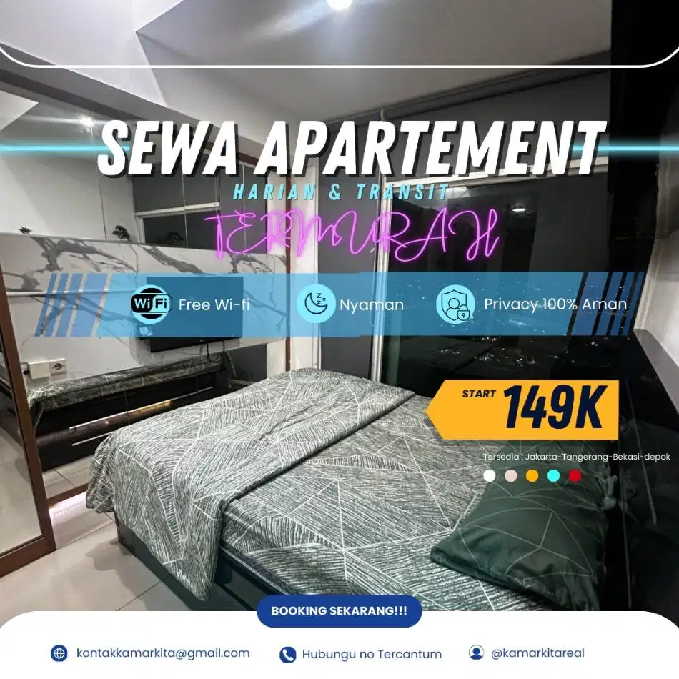 Sewa apartemen Akasa Pure Living BSD harian/Transit Termurah
