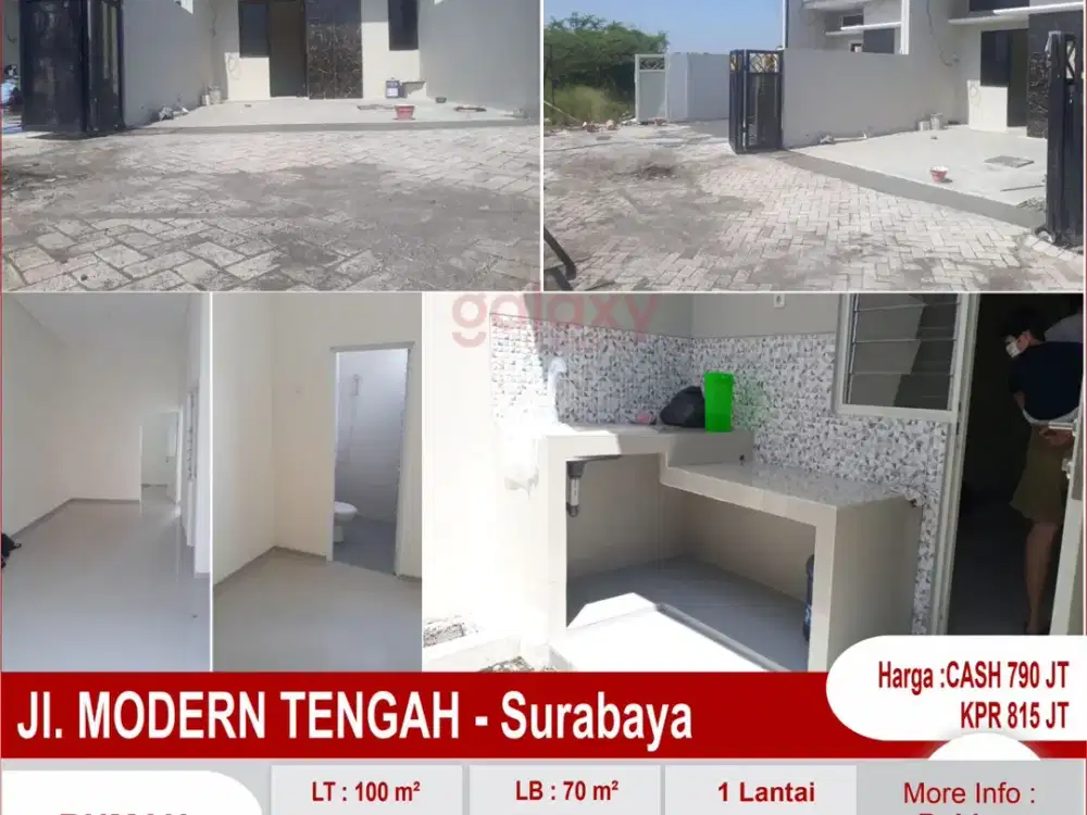 Rumah Baru 1 Lantai Di Jalan Modern Tengah Surabaya
