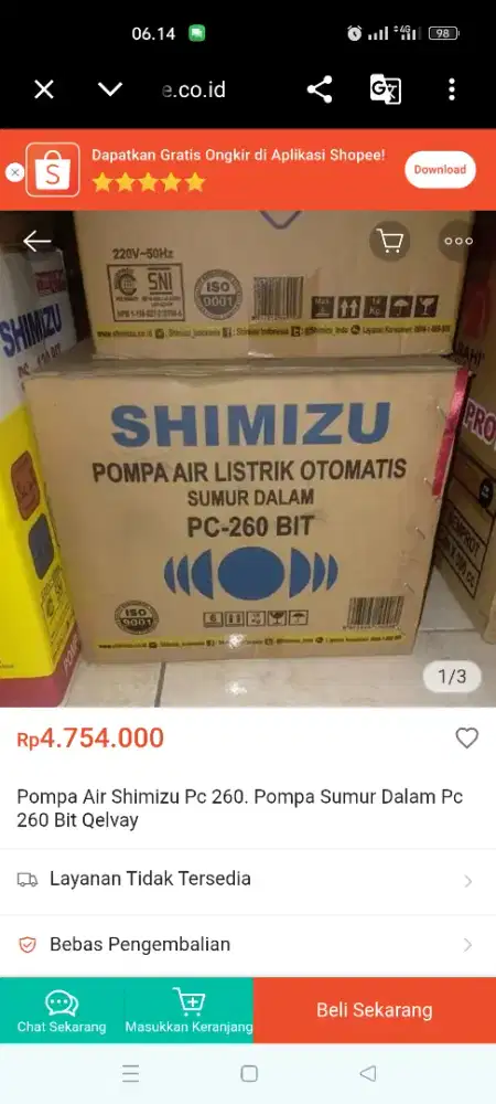 SHIMIZU PC 260 BIT pompa air jet pump otomatis sumur +Tabung