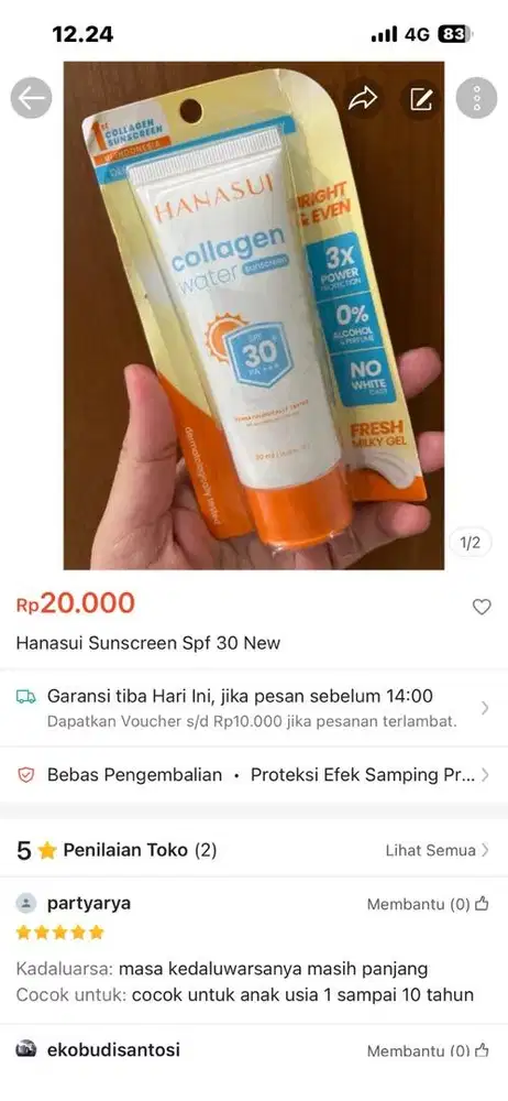 Sunscreen Hanasui 30 SPF BARU