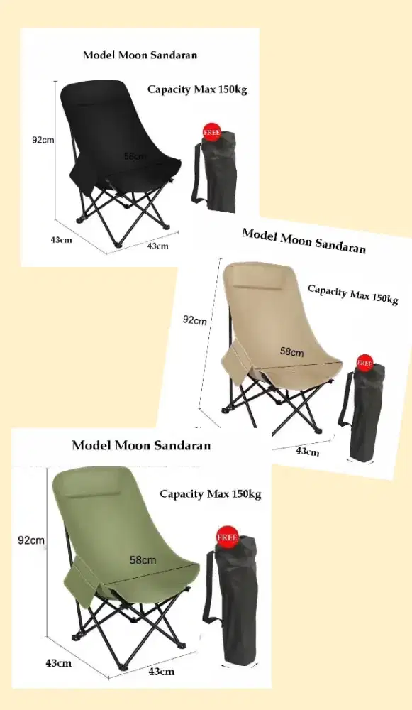 Kursi lipat outdoor kursi hiking camping Moon