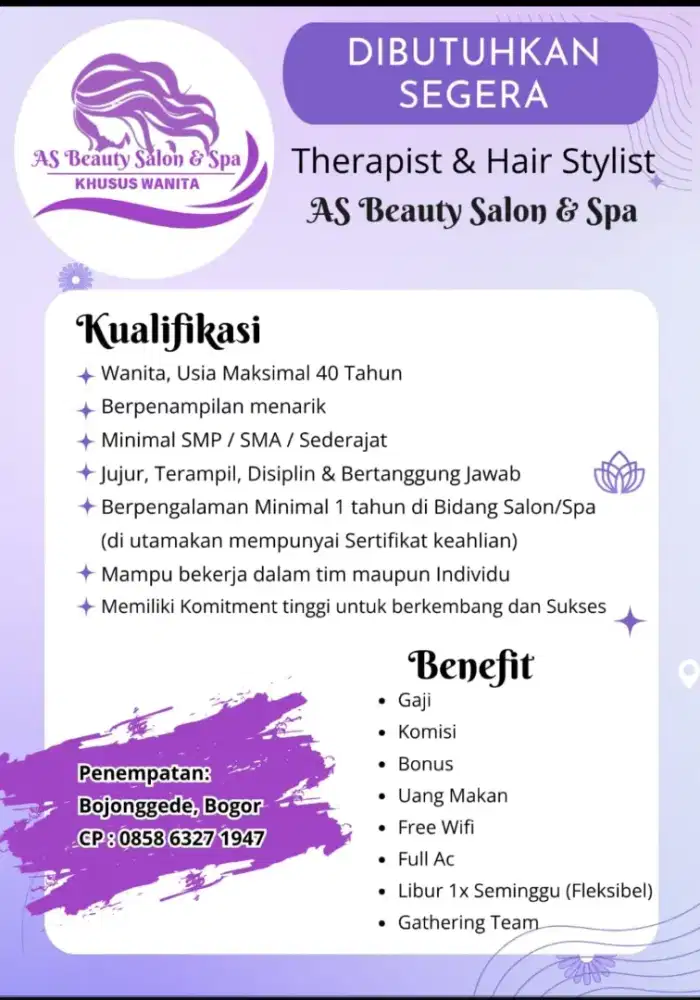 Lowongan Kerja Therapist Salon
