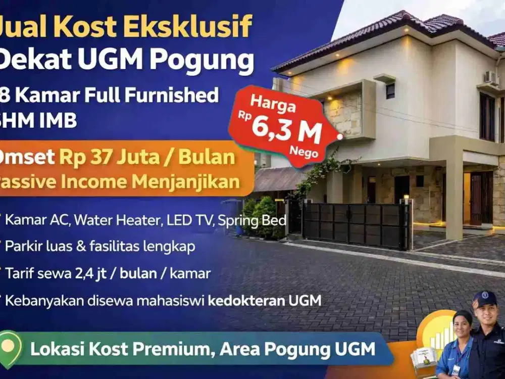 Jual Kost Eksklusif Pogung Dekat UGM 18 Kamar Full Furnished SHM