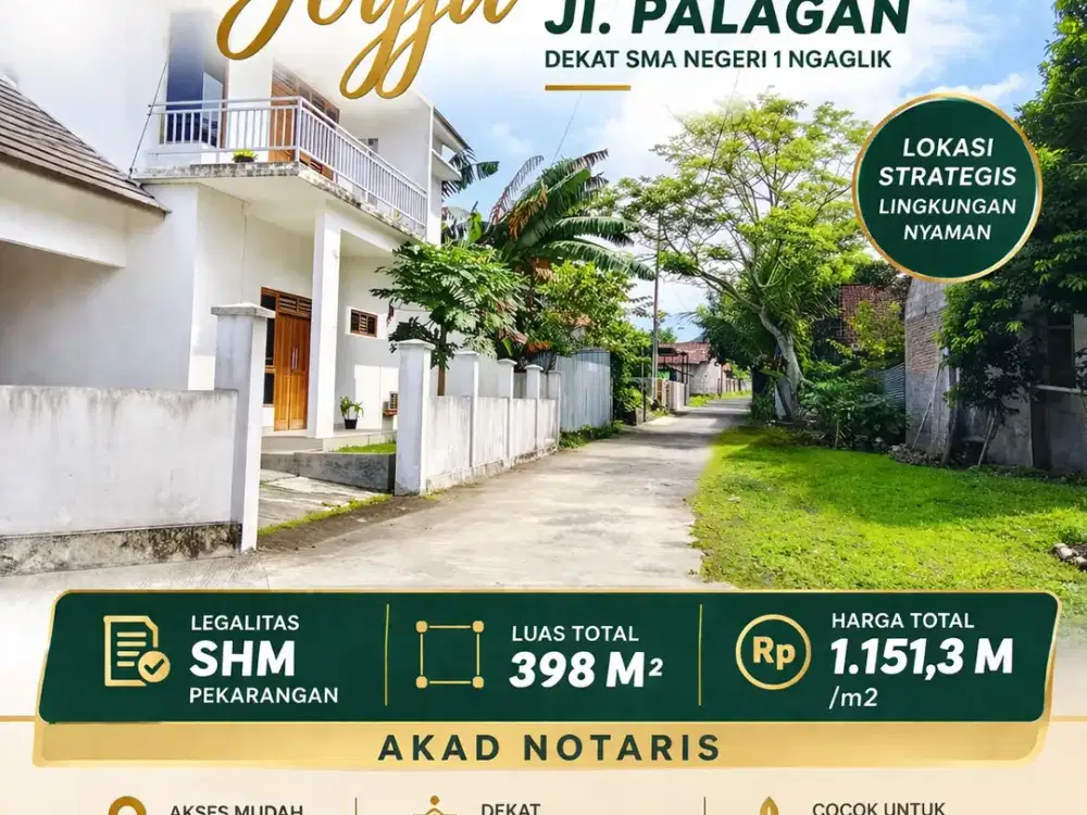 Tanah Pekarangan Jl. Palagan km 11, Lingkungan Perumahan & Pemukiman, udara sejuk asri lingkungan Nasionalis