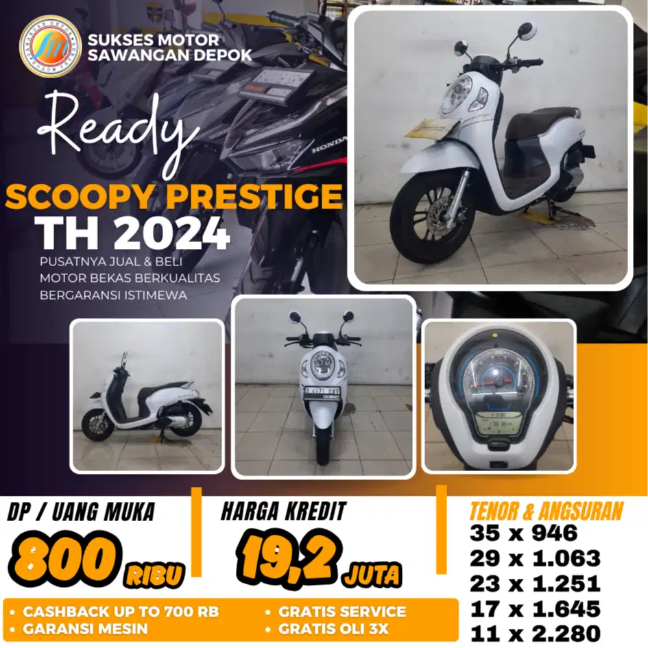 HONDA NEW SCOOPY PRESTIGE TH 2024 KEYLES PUTIH MULUS BERGARANSI