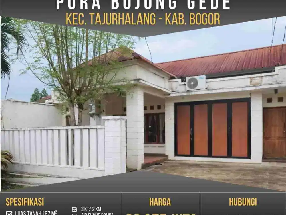 Dijual cepat rumah luas posisi hook di Pura Bojong Gede, Tajurhalang, Bogor