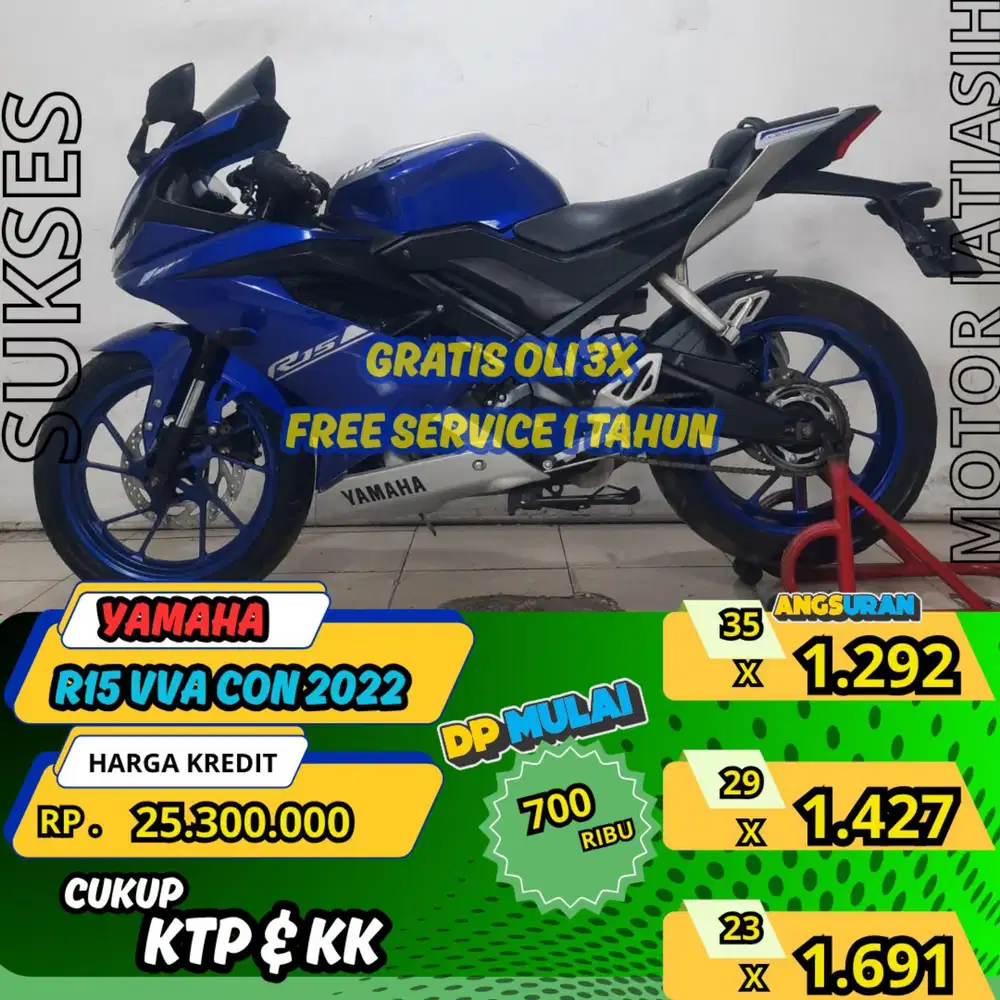 YAMAHA R15 155 VVA CON 2022 DP TERMURAH SYRT KTP&KK(SUKSESMOTOR)
