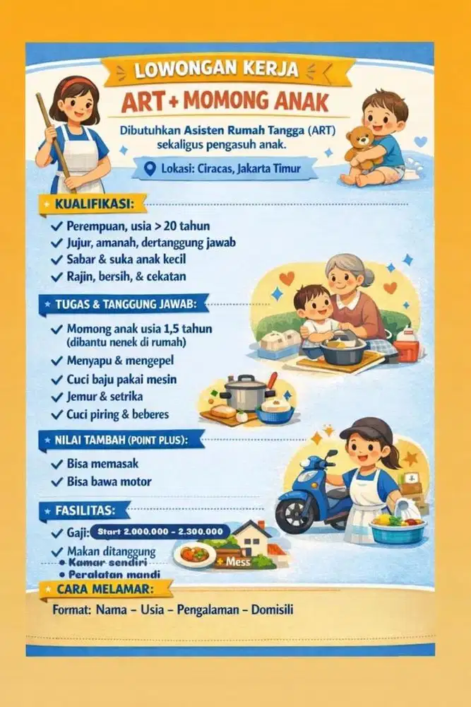 Dicari art dan momong anak