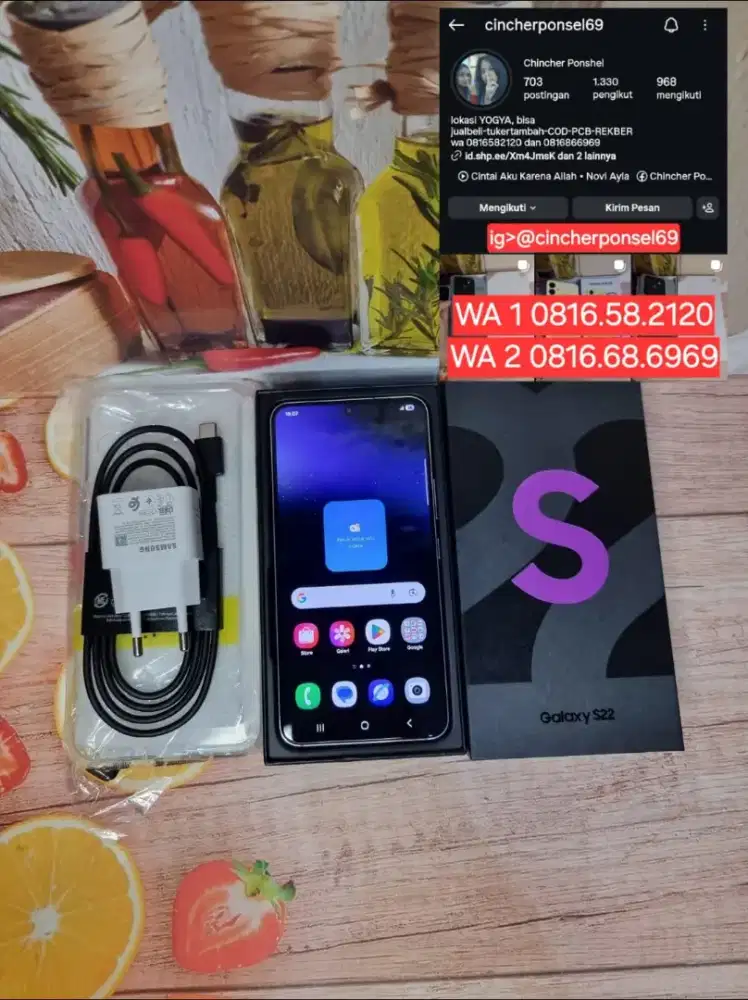Jual samsung S22 5g 8/256 istimewa likenew grns resmi free adaptor
