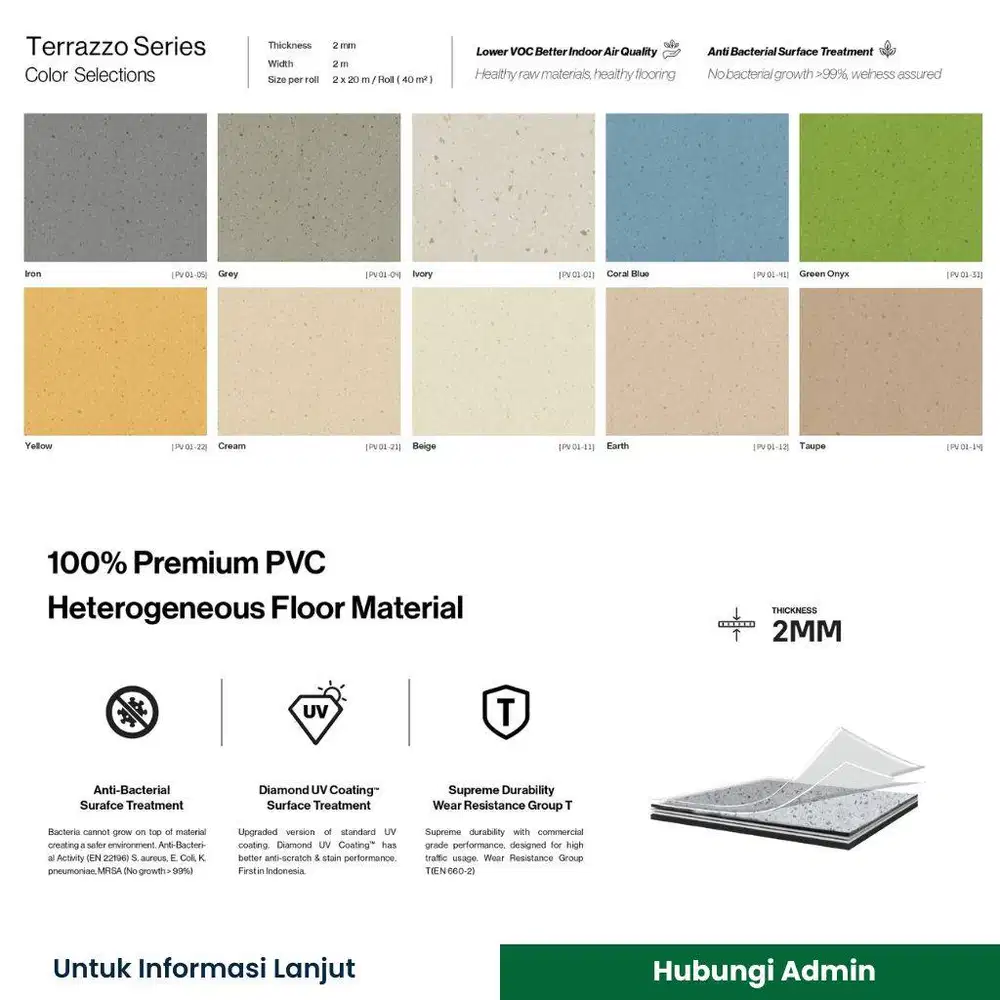 Lantai Vinyl Purva Terazzo Tebal 2mm / Vinyl Flooring Rumah Sakit