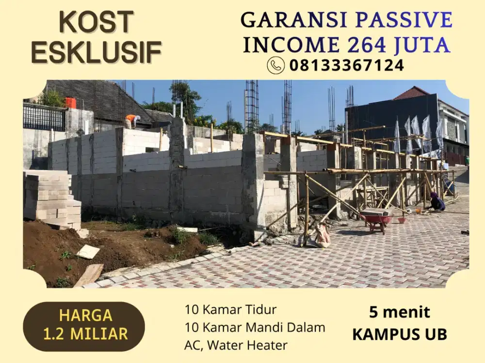 Full AC dan Water Heater Jual Kos Premium SHM 5 Menit Kampus UNISMA Malang