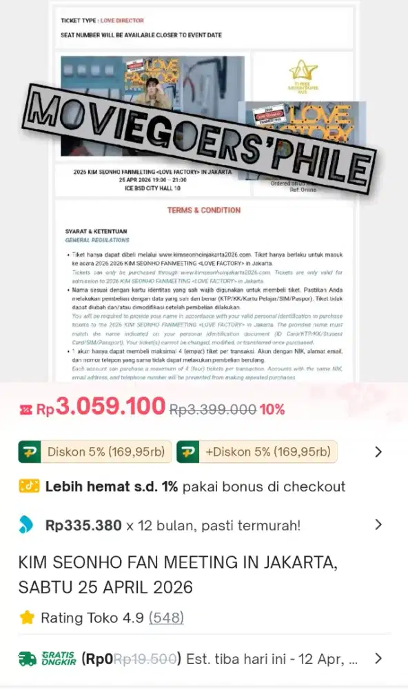 WTS 1 TIKET LOVE DIRECTOR KIM SEONHO FAN MEETING JAKARTA 25 APRIL 2026