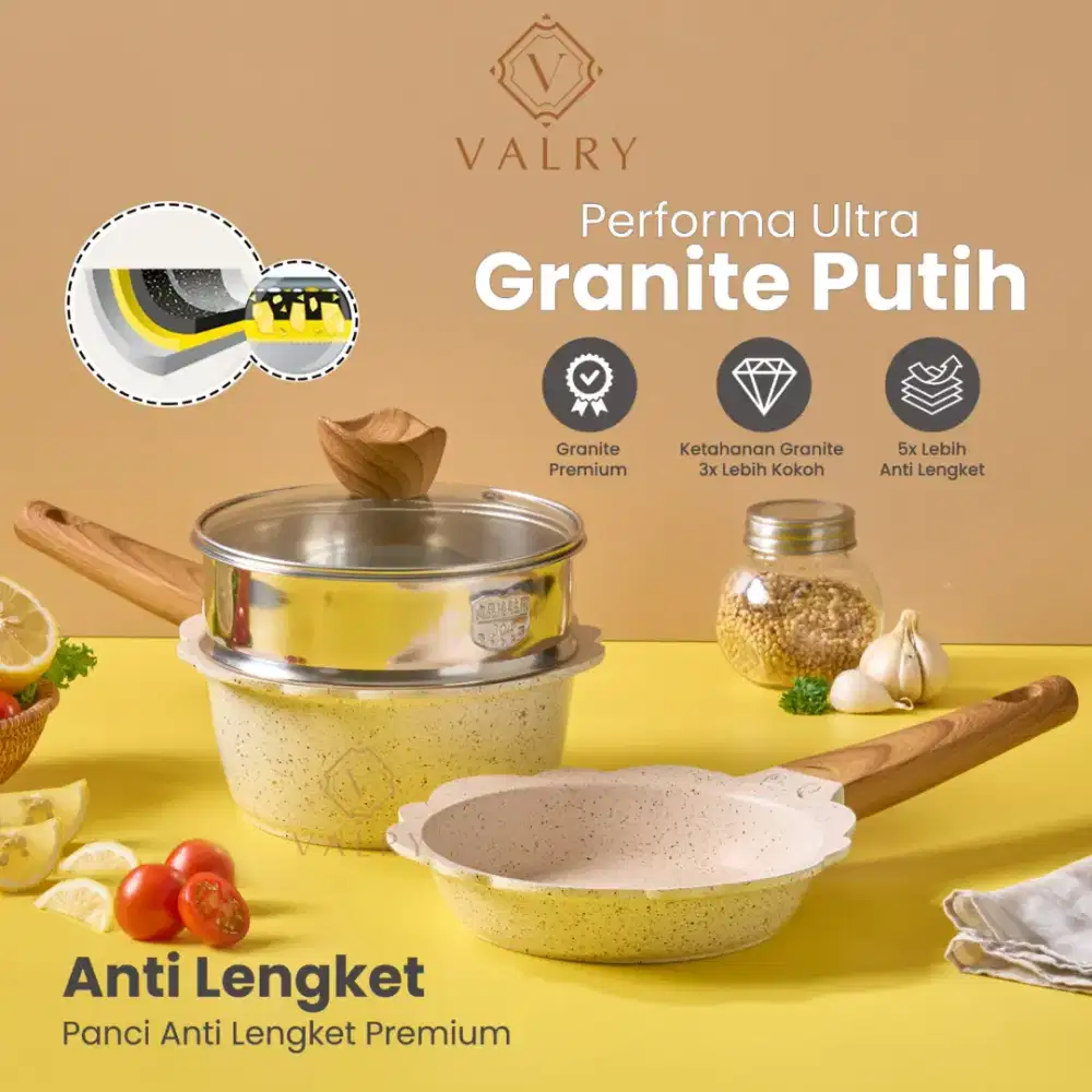 PANCI MPASI 4IN1 VALRY Fry Pan Sauce Pan Kukusan Anti Lengket