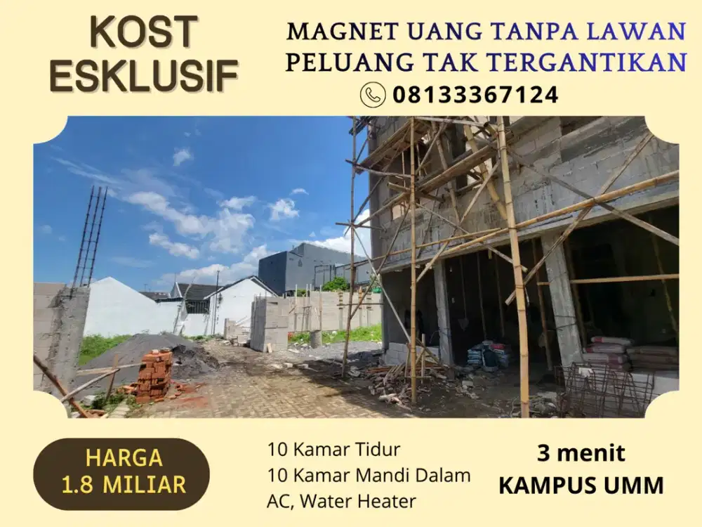 Jual Kost Kamar Mandi Dalam Semua 5 Menit Kampus Muhammadiyah Malang SHM Split