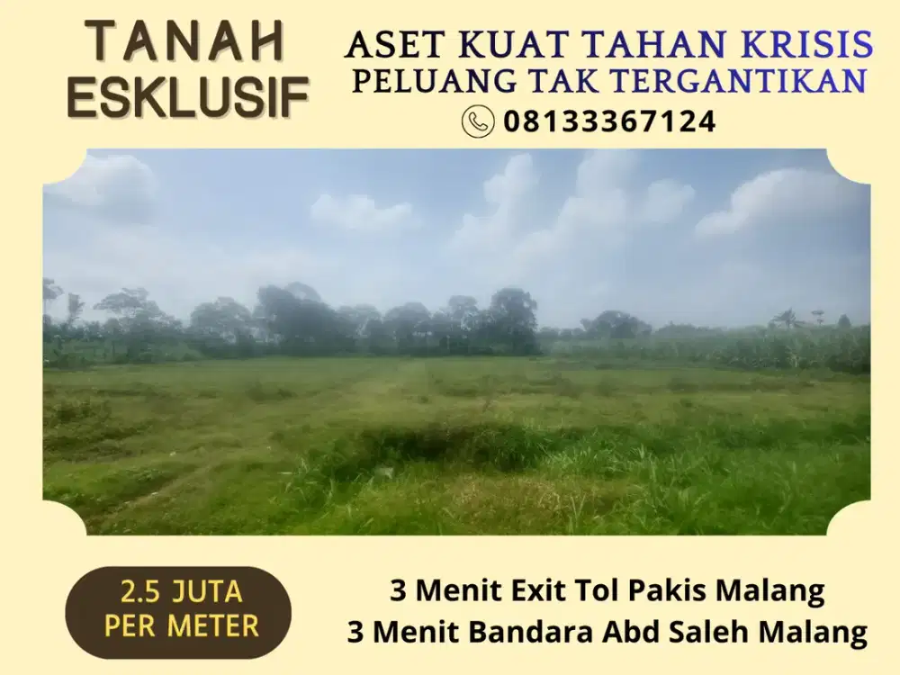 Jual Kavling 3 Menit Exit Tol Pakis Malang SHM Split