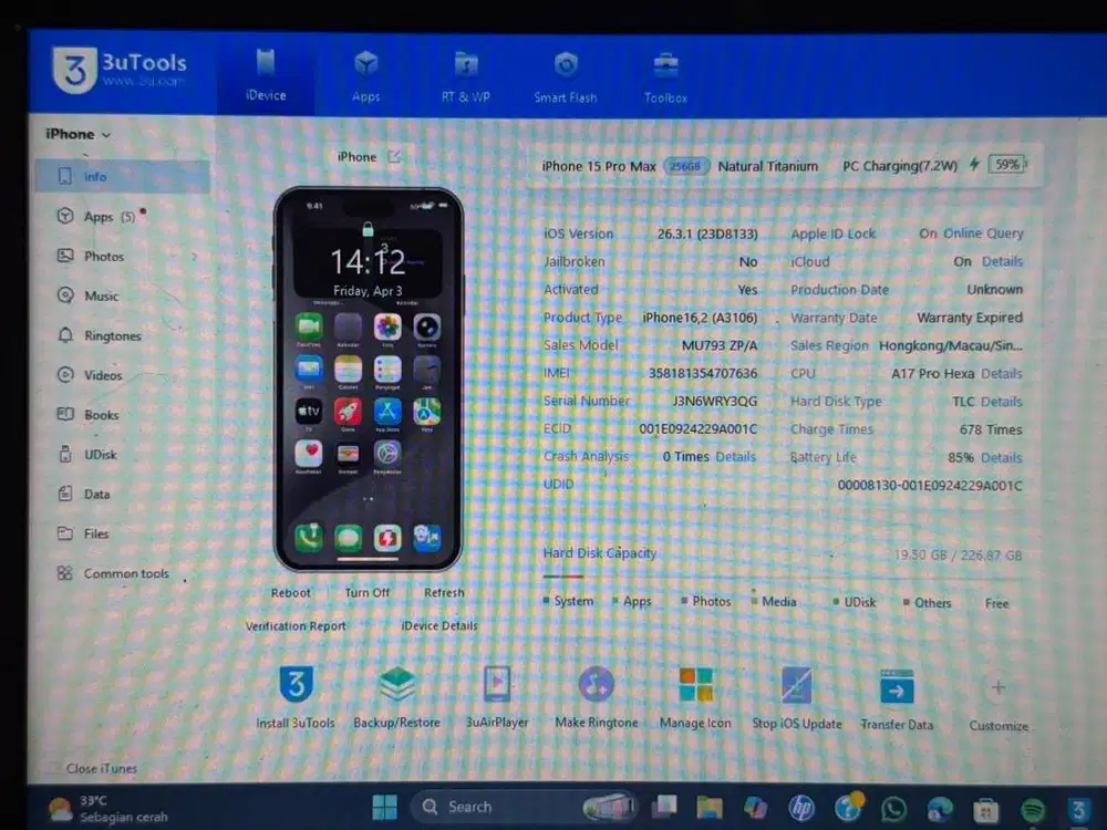 iPhone 15 PRO MAX 256gb Inter Fullset MULUS