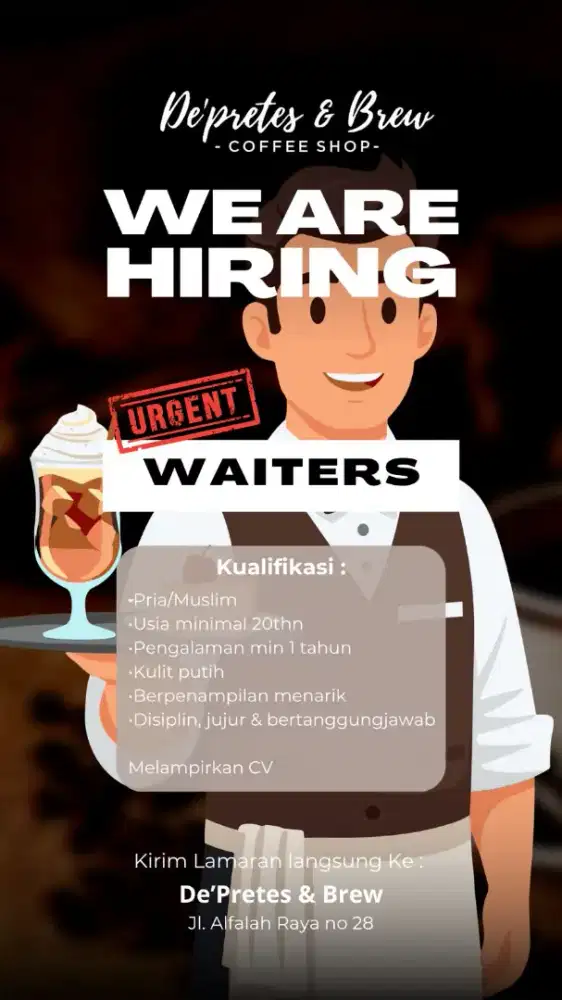 Loker untuk waiter coffee shop