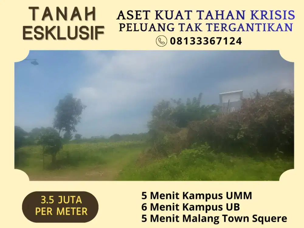 Jual Tanah 5 Menit Kampus Brawijaya Malang Sertifikat Pecah