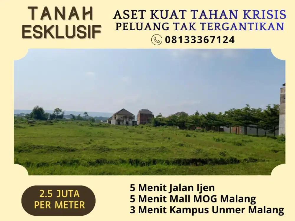 Jual Kavling SHM Pecah 6 Menit MALL MOG Malang