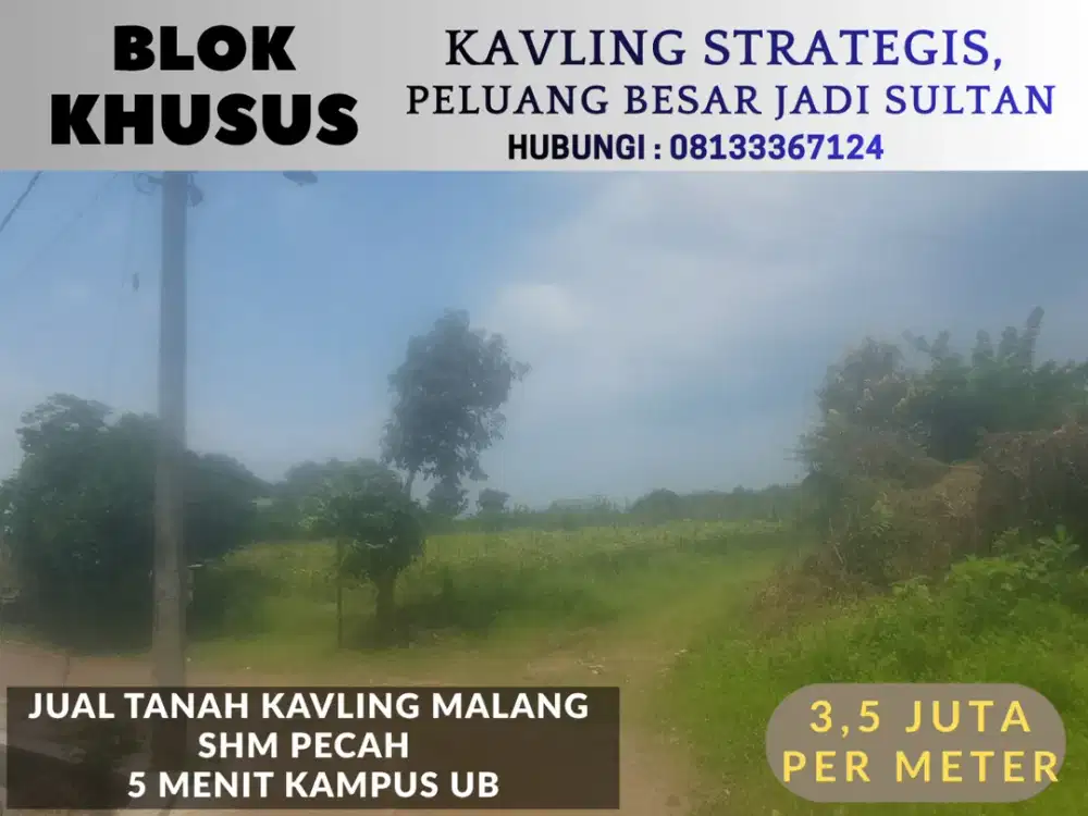 Jual Kavling 5 Menit Kampus Brawijaya Malang SHM Split