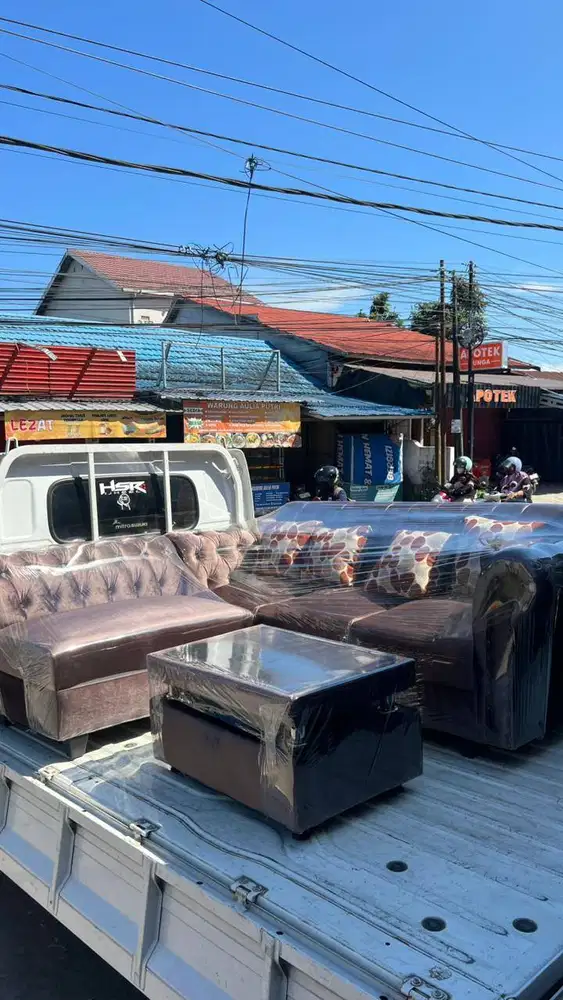 Kursi Tamu Sofa L Kancing Full Bludru