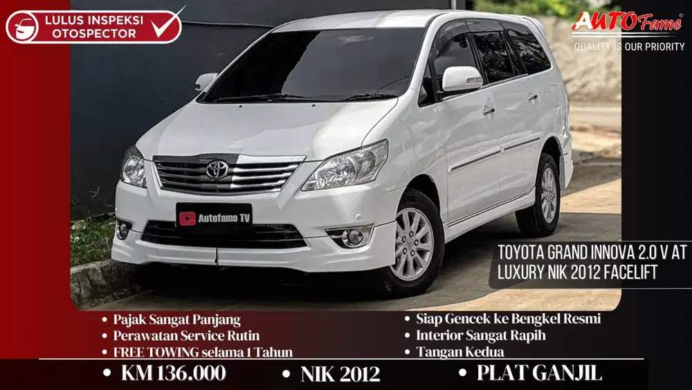 Toyota Grand Innova 2.0 V AT Luxury NIK 2012