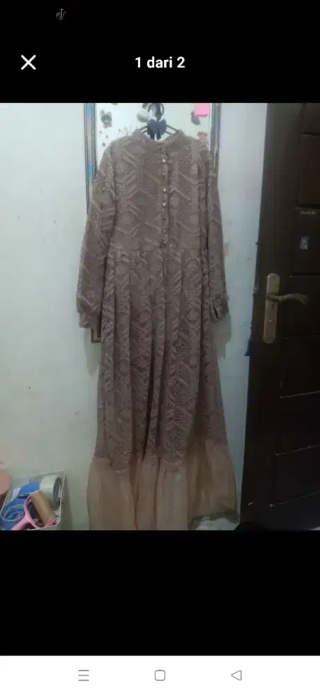 Gamis brukat coklat wanita