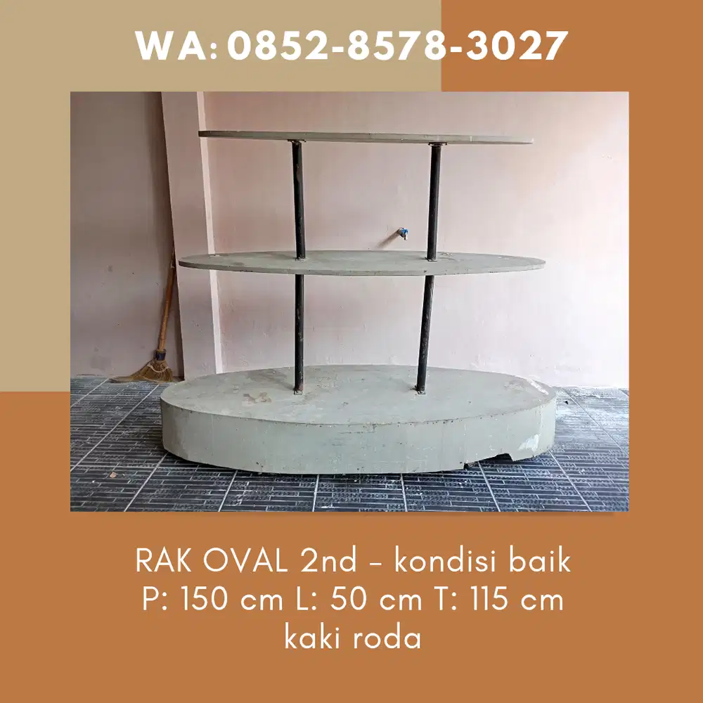 Rak oval lemari display bekas