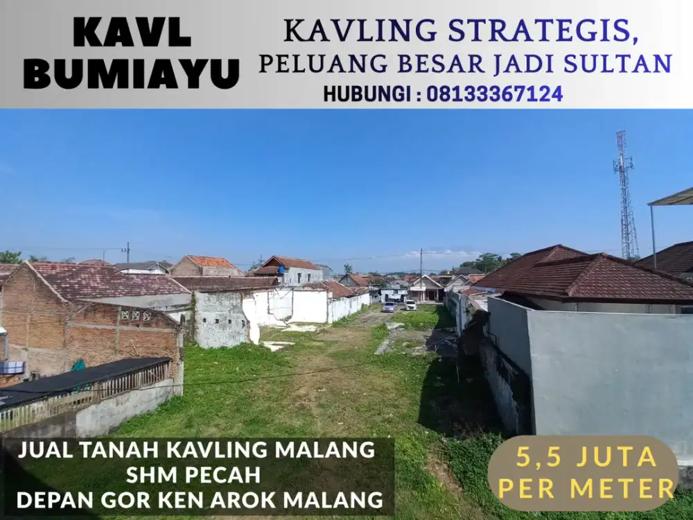 Kavling Dijual 5 Menit GOR Ken Arok Malang SHM Split