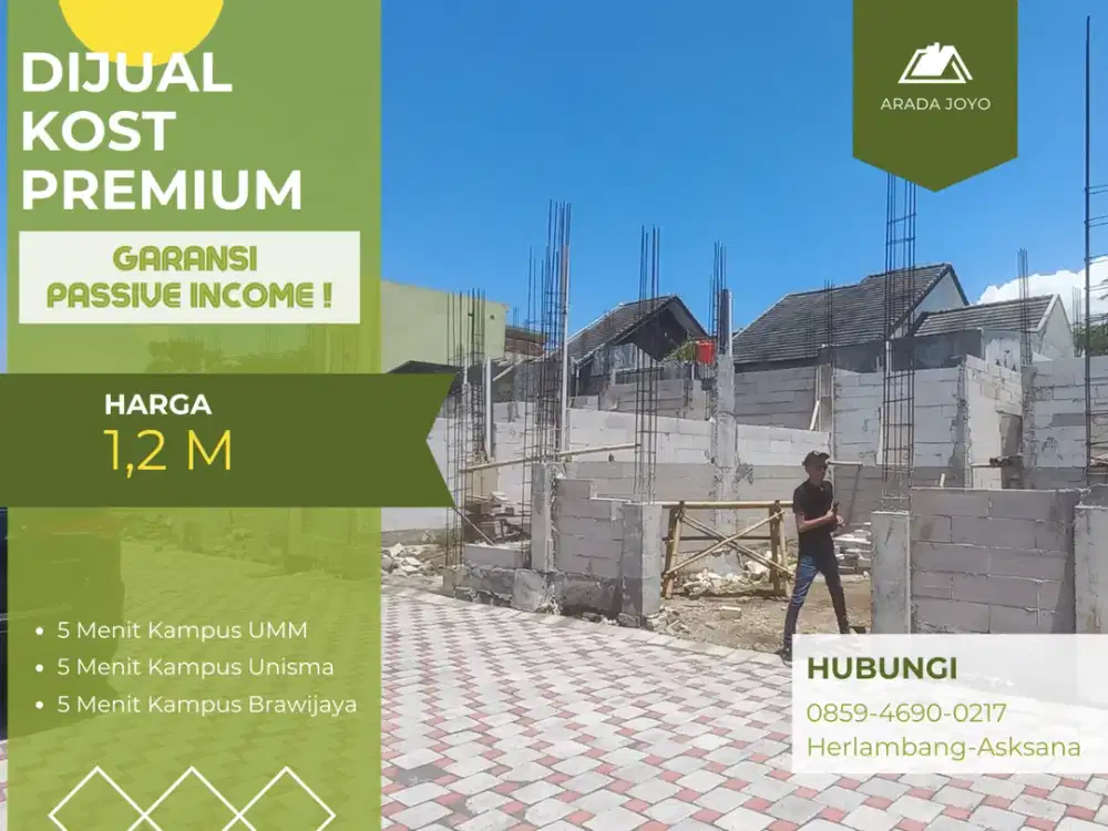 5 Menit Kampus UIN Malang Jual Kost Kamar Mandi Dalam Semua SHM Pecah