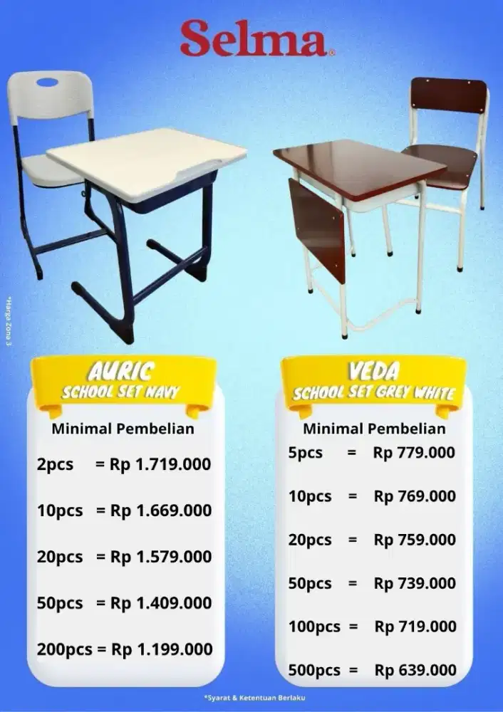 Set meja dan kursi sekolah