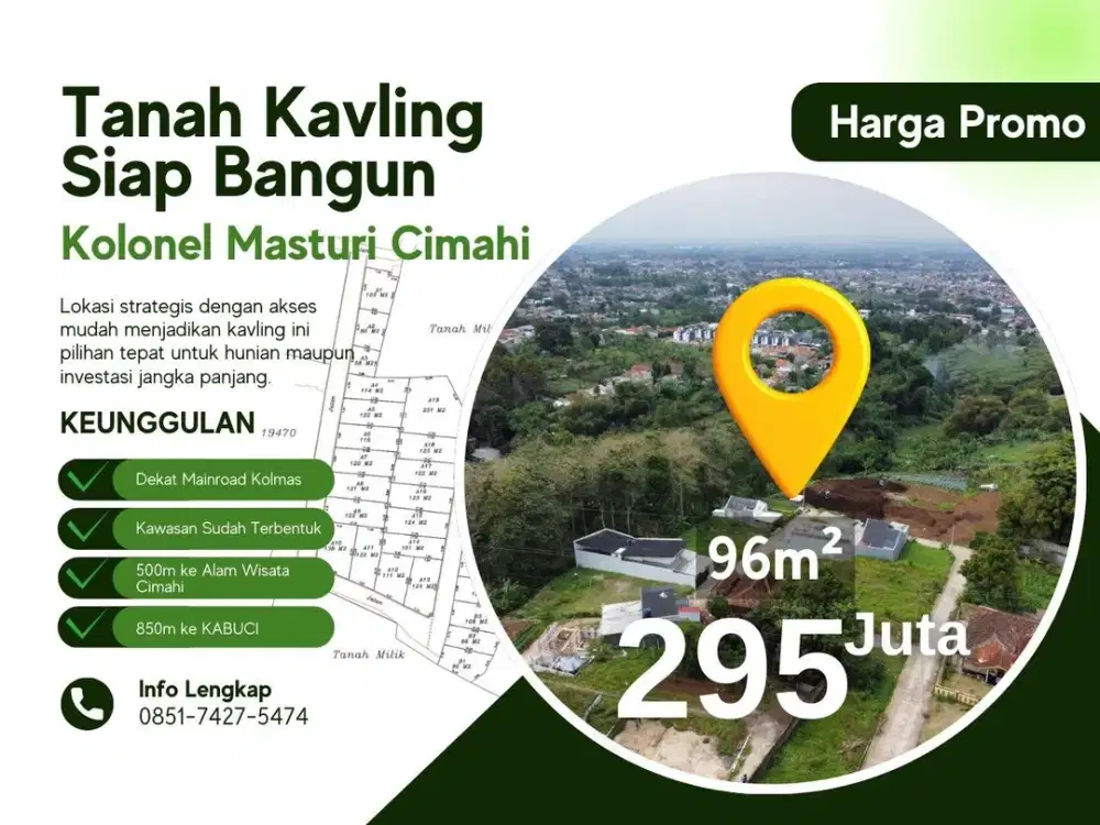 Tanah Kavling Siap Bangun Kolonel Masturi Cimahi Dekat Alam Wisata