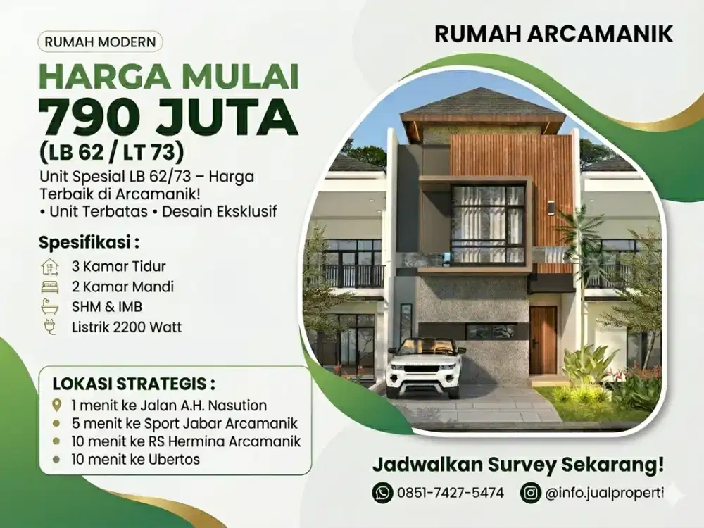 TERBATAS! Miliki Unit Spesial LB 62/73 di Arcamanik Kota Bandung Mulai 790 Juta!
