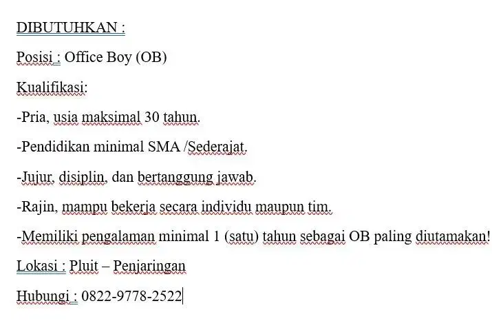 Iklan OB Office