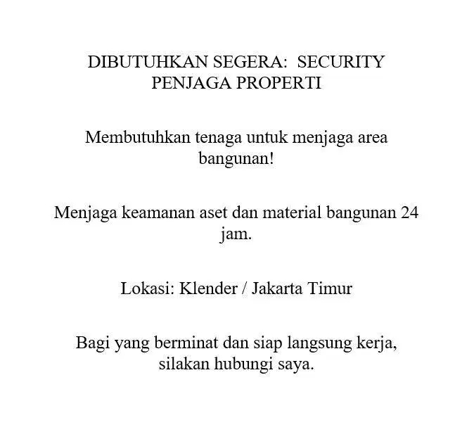 DIBUTUHKAN SEGERA SECURITY