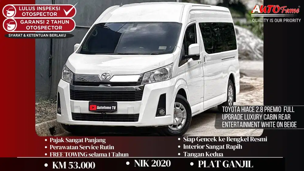 Toyota Hiace 2.8 Premio NIK 2020 Full Upgrade Luxury Cabin Rear