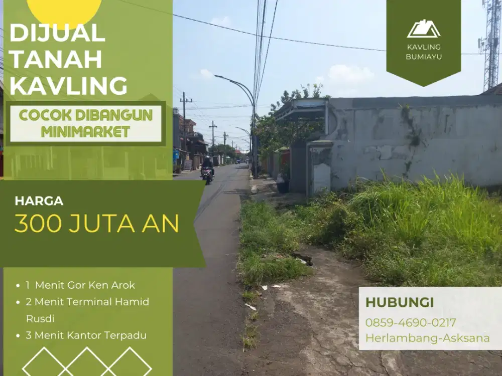 Cocok Bangun Minimarket 5 Menit SMAN 6 Malang Jual Kavling Row Jalan 6 Meter