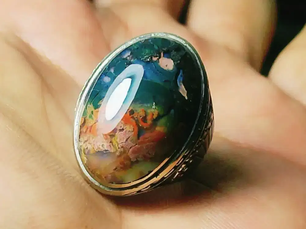 Batu akik pancawarna keristall tembus keristall