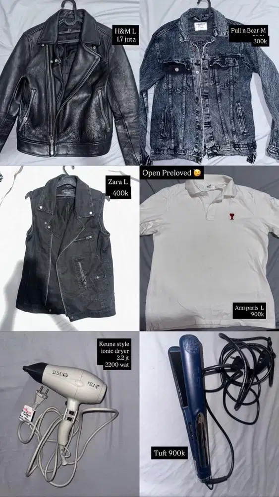 Preloved jual baju bekas hnm zara pulln bear hair dryer keune dan cato