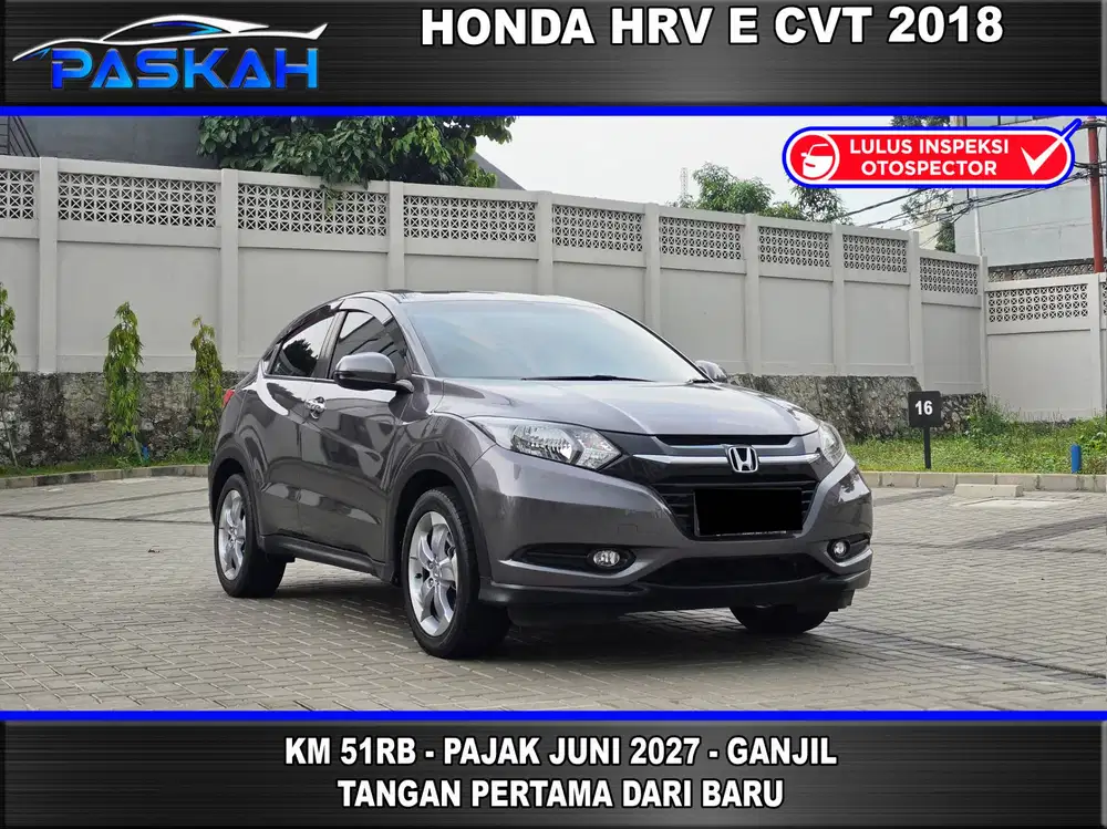 Bunga=5% Km=51rb PAJAK=Juni-2027 Ganjil HONDA HRV E 2018 HRV E AT 2018