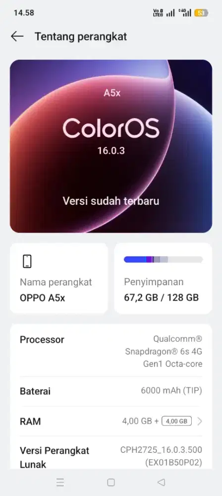 Oppo a5x ram 4+4