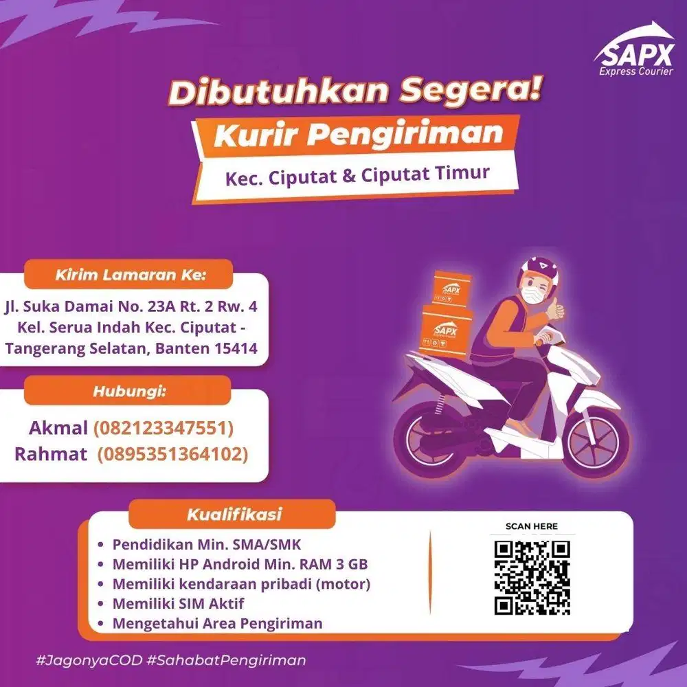 LOWONGAN KERJA KURIR DELIVERY & PICKUP