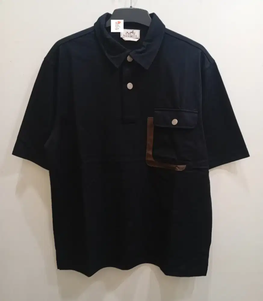 HERMES POLO SHIRT POCKET BLACK