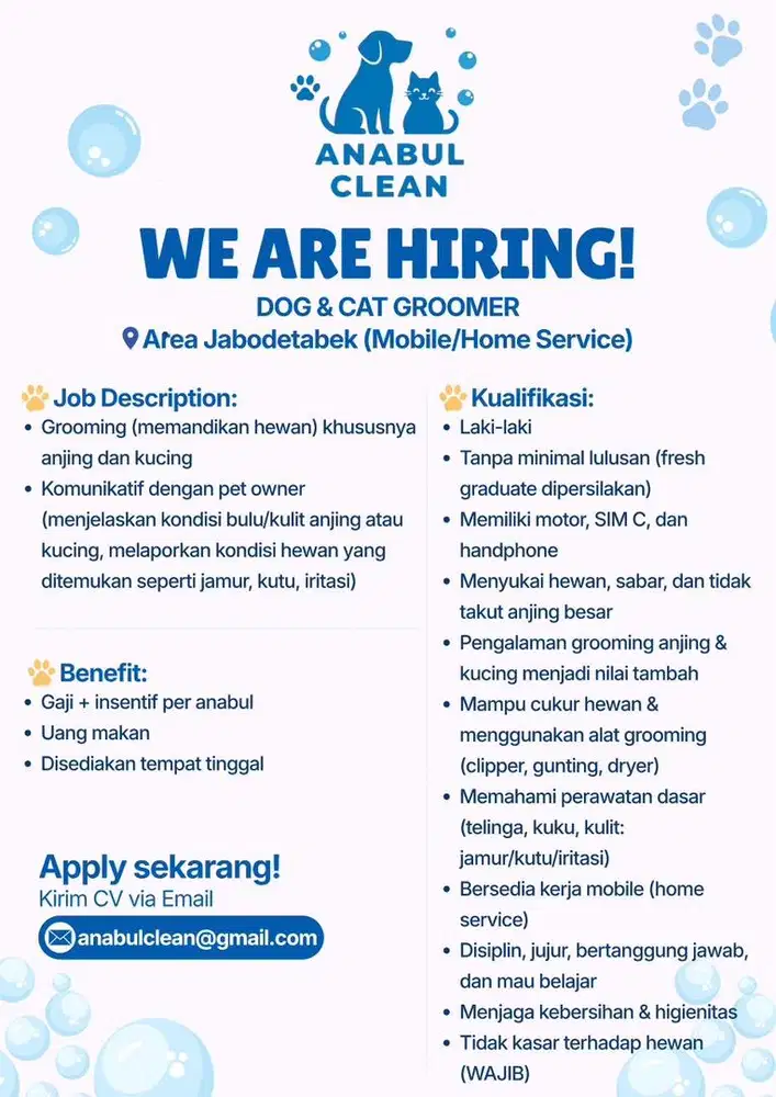 Karyawan Dog & Cat Groomer