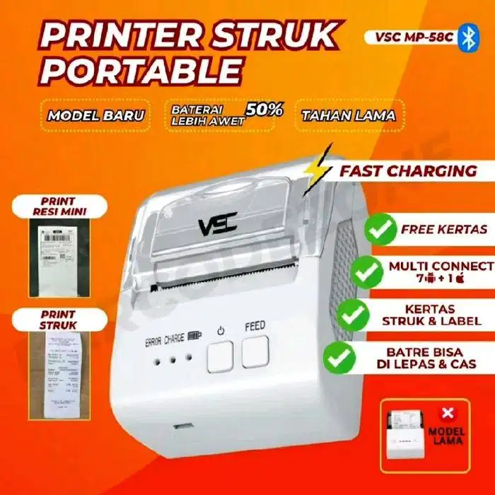 printer struk thermal bluetooth 58mm merk Vin MP 58x putih NEW
