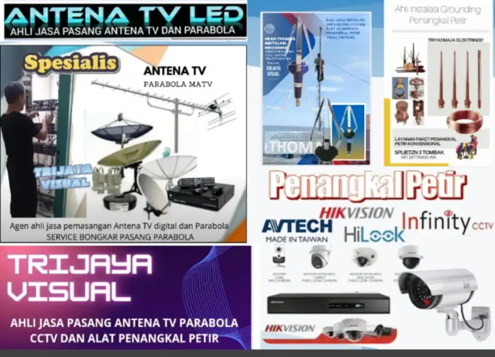 Ahli jasa pasang antena TV digital service parabola dan camera cctv