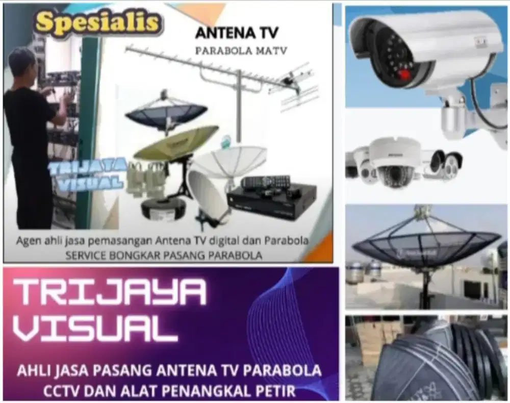 Ahli jasa pasang antena TV digital service parabola dan camera cctv
