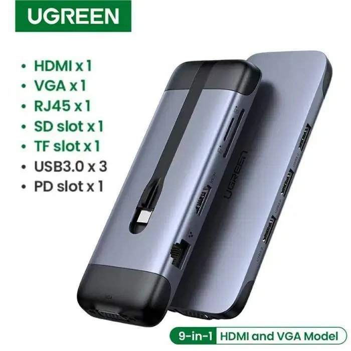 UGREEN USB C Hub Adapter 9in1 Type C to HDMI USB 3.0 PD - 9-in-1