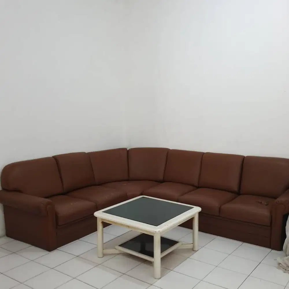 Jual Sofa Set Bekas (Sofa L + Meja Tamu + Meja Sudut)